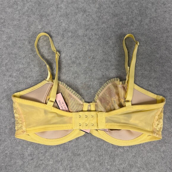 Victoria's Secret Dream Angels Underwire Bra 32DDD Yellow Lace - Picture 3 of 11